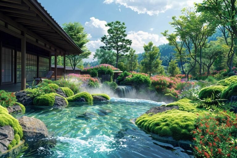 aguas termales rodeadas de naturaleza exuberante