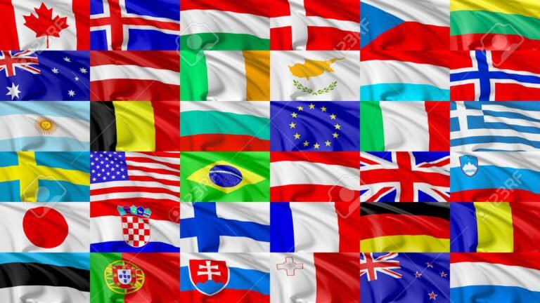 banderas del mundo ondeando en el viento 1