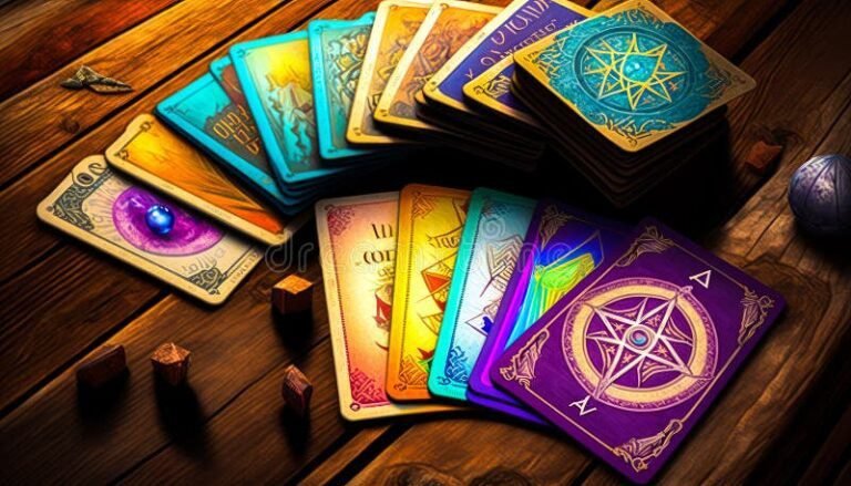 baraja de cartas del tarot sobre una mesa
