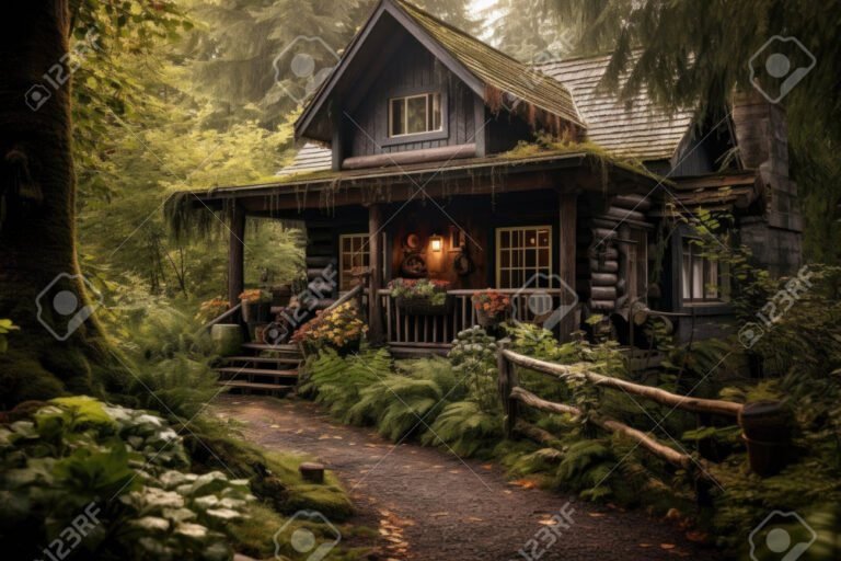 cabana acogedora en bosque frondoso