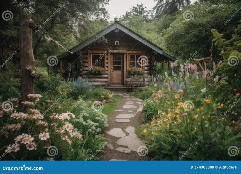 cabana rodeada de arboles frondosos