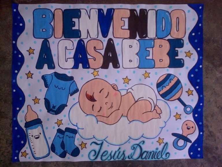 cartel de bienvenida para bebe varon