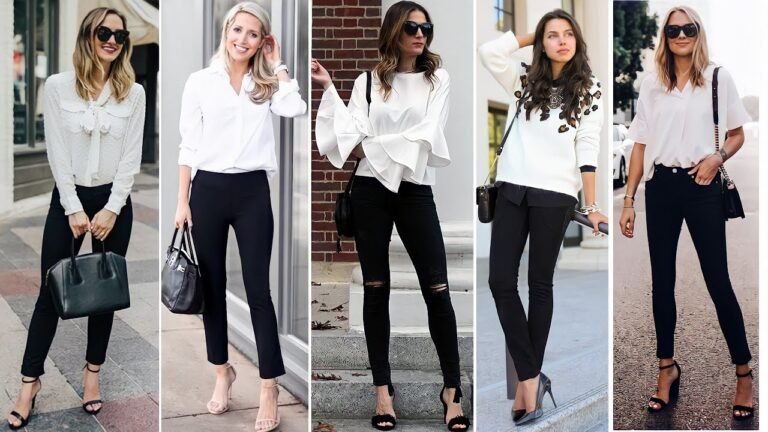 estilo elegante camisa blanca y pantalon negro