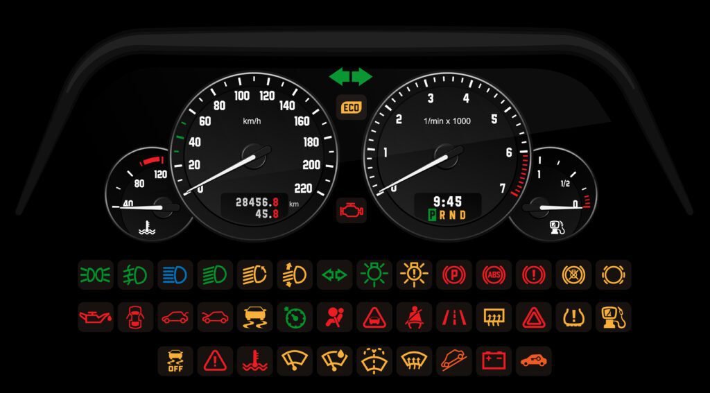 luces de advertencia en tablero de auto 1