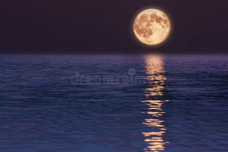 luna reflejada sobre el agua tranquila