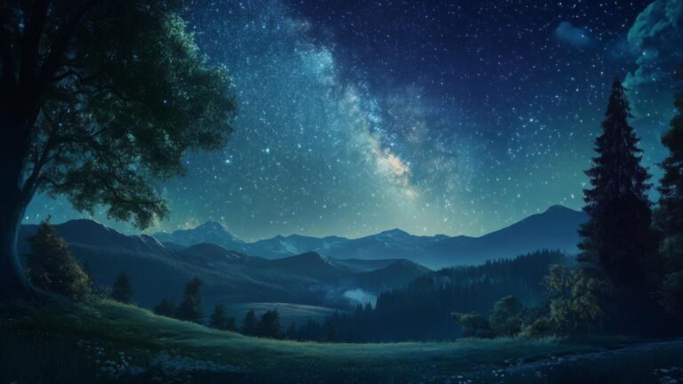 naturaleza serena bajo un cielo estrellado