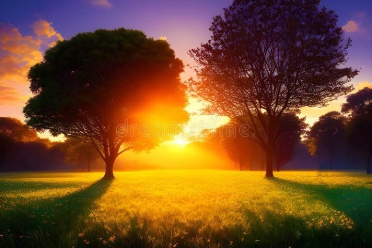 naturaleza serena con luz del amanecer