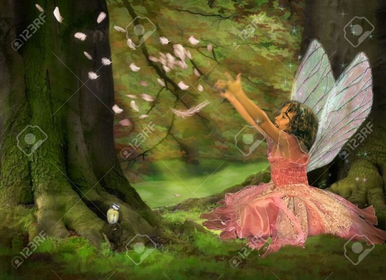 nina con alas de hadas en un bosque