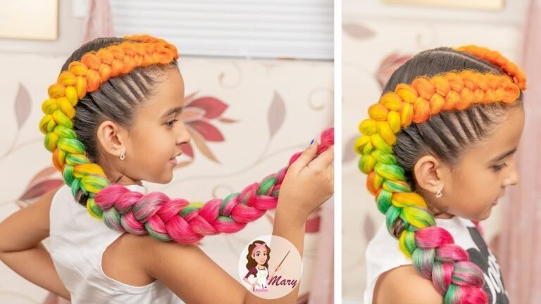 Cómo hacer trenzas con kanekalon para niñas fácilmente 14 nina con trenzas de kanekalon coloridas 1