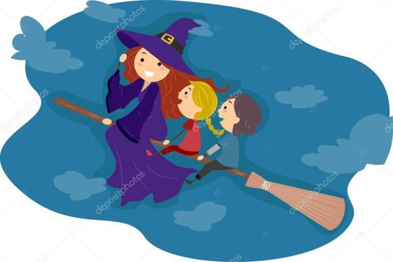 palo de escoba con nino montado