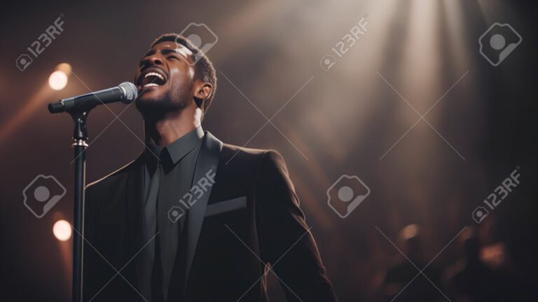 retrato de una cantante en un escenario