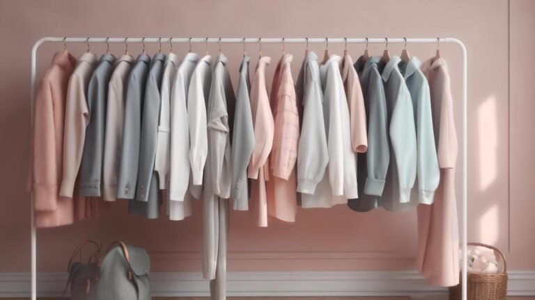 ropa con diversas tallas en un perchero