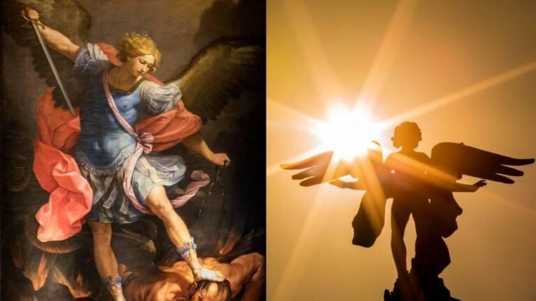 Cómo recitar la oración a San Miguel Arcángel para protección 2 san miguel arcangel protegiendo a un fiel