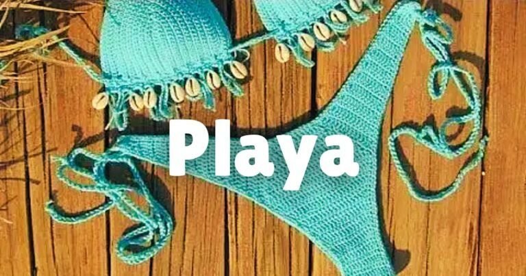 traje de bano de crochet en la playa