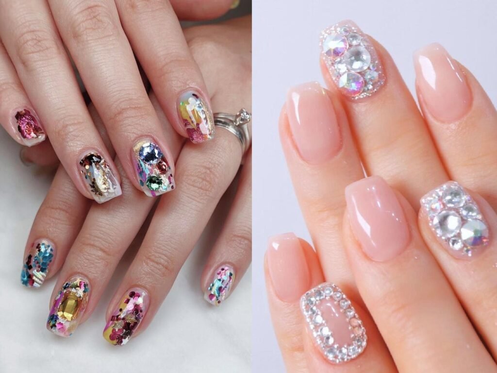 Cómo hacer diseños de uñas con brillos y piedras 8 Cómo hacer diseños de uñas con brillos y piedras